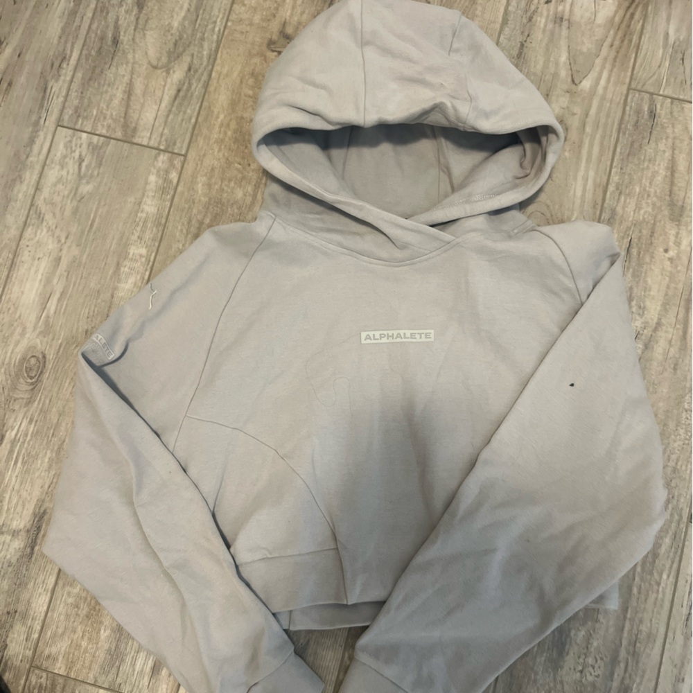 Alphalete tan hoodie size large great condition!